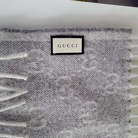 Gucci Wool Logo Scarf Zinc/Blue - Picture 7 of 7